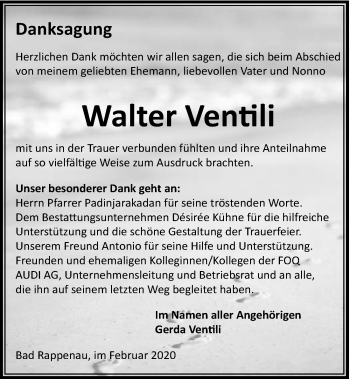 Traueranzeige von Walter Ventili 