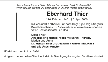 Traueranzeige von Eberhard Thier 