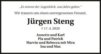 Traueranzeige von Jürgen Steng 