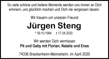 Traueranzeige von Jürgen Steng 