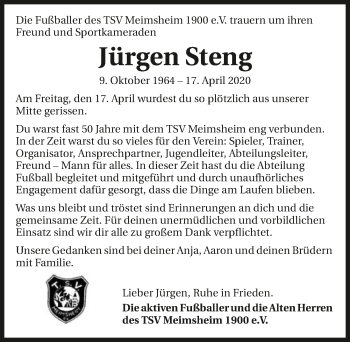 Traueranzeige von Jürgen Steng 