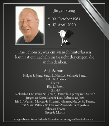 Traueranzeige von Jürgen Steng Steng 