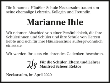 Traueranzeige von Marianne Ihle 