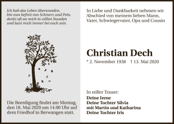 Traueranzeige von Christian Dech 