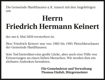 Traueranzeige von Friedrich Hermann Keinert 