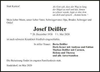 Traueranzeige von Josef Deißler 