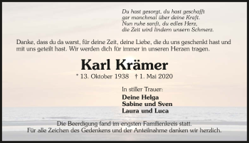 Traueranzeige von Karl Krämer 