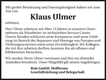 Traueranzeige von Klaus Ulmer 