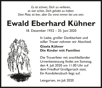 Traueranzeige von Ewald Eberhard Kühner 