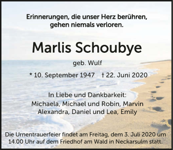 Traueranzeige von Marlis Schoubye 