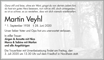 Traueranzeige von Martin Veyhl 