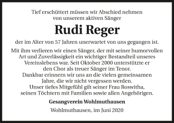 Traueranzeige von Rudi Reger 