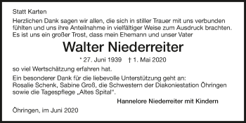 Traueranzeige von Walter Niederreiter 