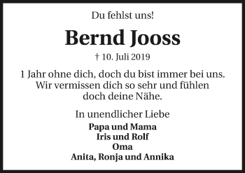 Traueranzeige von Bernd Joos von GESAMT