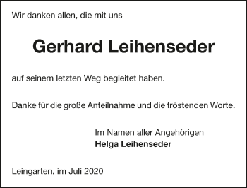 Traueranzeige von Gerhard Leihenseder von GESAMT