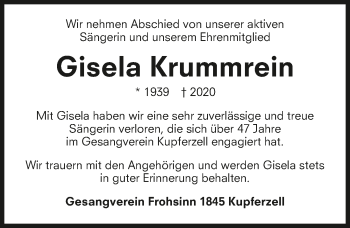 Traueranzeige von Gisela Krummrein von GESAMT