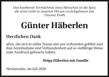 Traueranzeige von Günter Häberlen von GESAMT