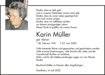 Traueranzeige von Karin Müller von GESAMT