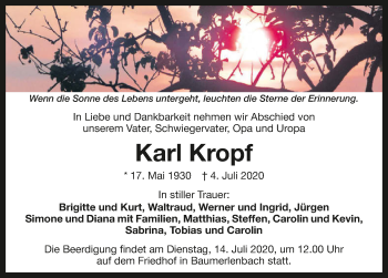 Traueranzeige von Karl Kropf von GESAMT