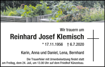 Traueranzeige von Reinhard Josef Klemisch von GESAMT