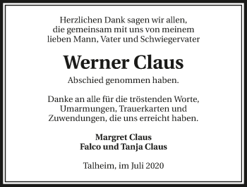 Traueranzeige von Werner Claus von GESAMT