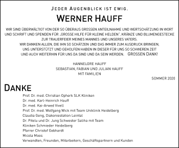 Traueranzeige von Werner Hauff von GESAMT