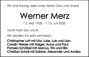 Traueranzeige von Werner Merz von GESAMT