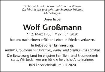 Traueranzeige von Wolf Großmann von GESAMT