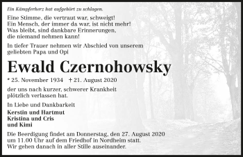 Traueranzeige von Ewald Czernohowsky von GESAMT