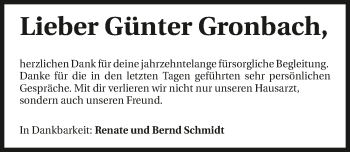 Traueranzeige von Günter Gronbach von GESAMT