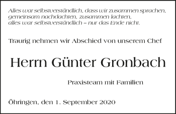 Traueranzeige von Günter Gronbach von GESAMT