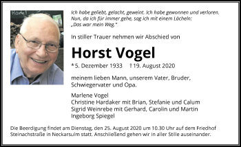 Traueranzeige von Horst Vogel von GESAMT