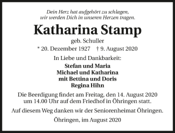 Traueranzeige von Katharina Stamp von GESAMT