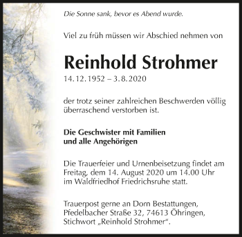 Traueranzeige von Reinhold Strohmer von GESAMT