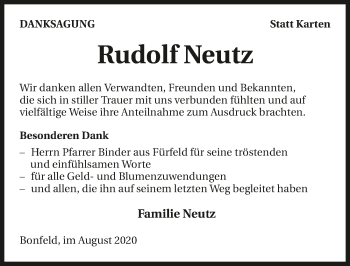 Traueranzeige von Rudolf Neutz von GESAMT