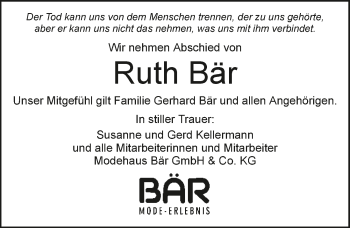 Traueranzeige von Ruth Bär von GESAMT