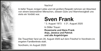 Traueranzeige von Sven Frank von GESAMT