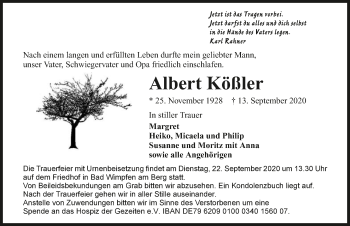 Traueranzeige von Albert Kößler von GESAMT