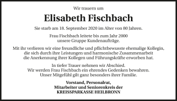 Traueranzeige von Elisabeth Fischbach von GESAMT
