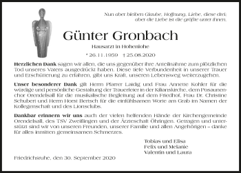 Traueranzeige von Günter Gronbach von GESAMT