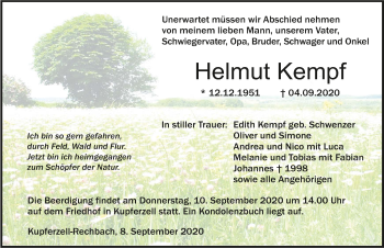 Traueranzeige von Helmut Kempf von GESAMT