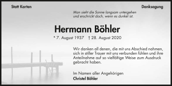 Traueranzeige von Hermann Böhler von GESAMT