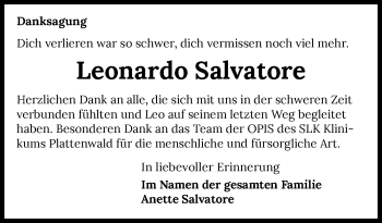 Traueranzeige von Leonardo Salvatore von GESAMT