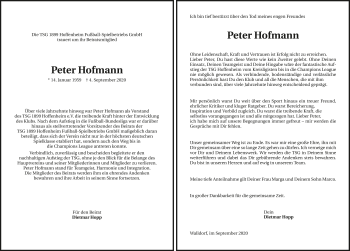 Traueranzeige von Peter Hofmann von GESAMT