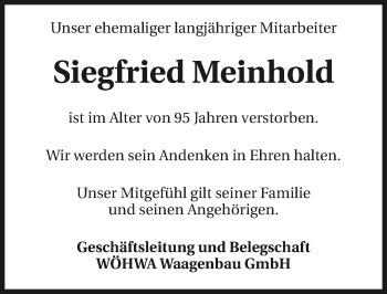 Traueranzeige von Siegfried Meinhold von GESAMT