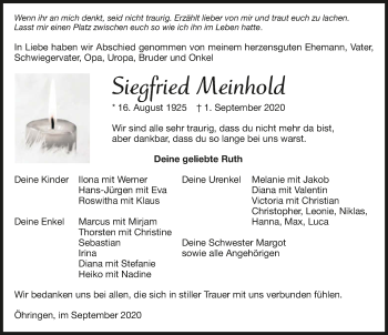 Traueranzeige von Siegfried Meinhold von GESAMT