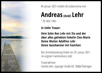 Traueranzeige von Andreas Lehr von GESAMT