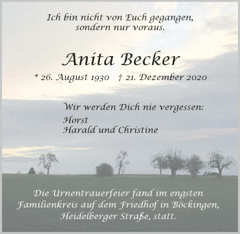 Traueranzeige von Anita Becker von GESAMT