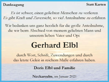 Traueranzeige von Gerhard Elbl von GESAMT