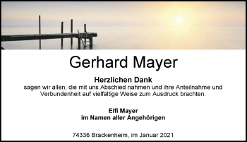Traueranzeige von Gerhard Mayer von GESAMT